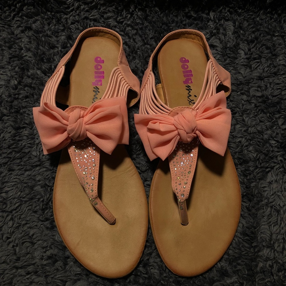 Pink bow bling sandals